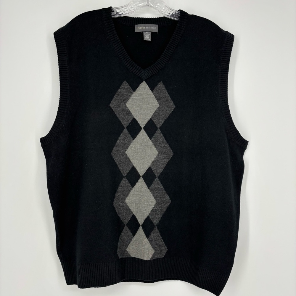 Tricots St. Raphael Men's Golf X-Large Black and Gray Sweater Vest Casual